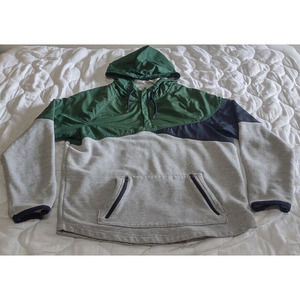Hollister Hoodie Mens L Long Sleeve Green Blue Gray 1/4 Zip Outdoor Zip Pockets
